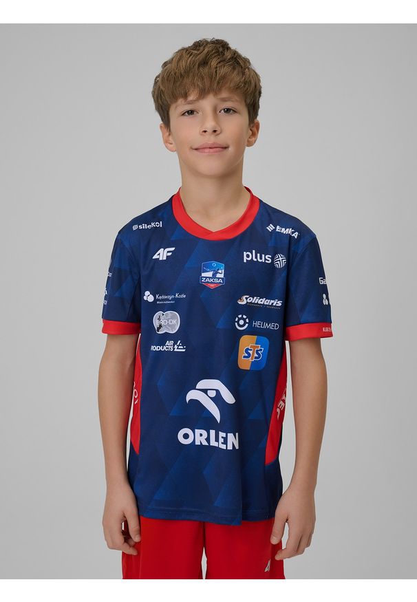 4f - 4F Koszulka meczowa replika wyjazdowa z sezonu 2025/26 dziecięca 4F x ZAKSA Kędzierzyn-Koźle - granatowa 98/104. Kolor: niebieski. Materiał: dzianina, materiał. Wzór: nadruk. Sezon: lato. Styl: młodzieżowy