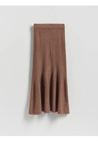 Reserved - Dzianinowa spódnica maxi - brązowy. Kolor: brązowy. Materiał: dzianina #1