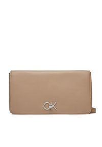 Calvin Klein Torebka Re-Lock Double Gusette K60K611336 Beżowy. Kolor: beżowy. Materiał: skórzane #1