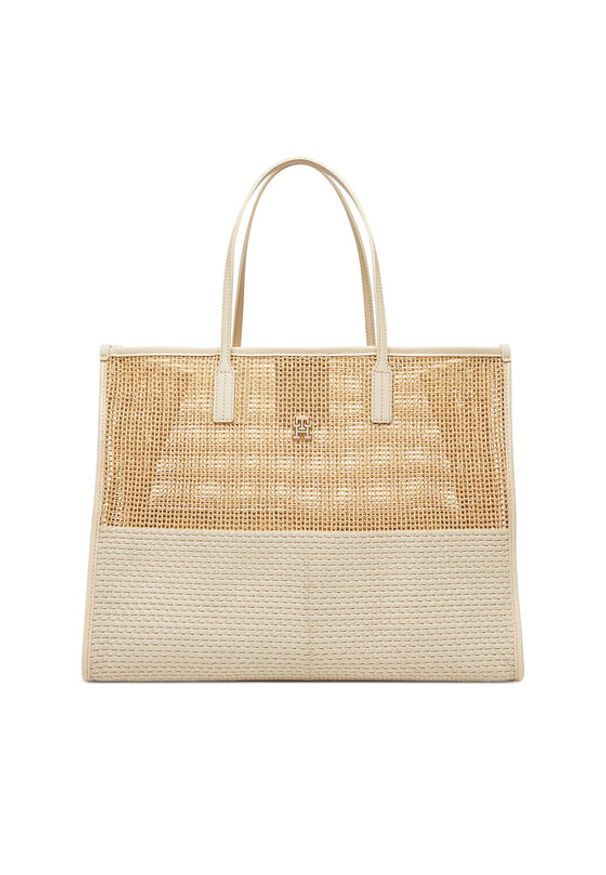TOMMY HILFIGER - Tommy Hilfiger Torebka Th City Summer Tote Woven AW0AW17640 Beżowy. Kolor: beżowy