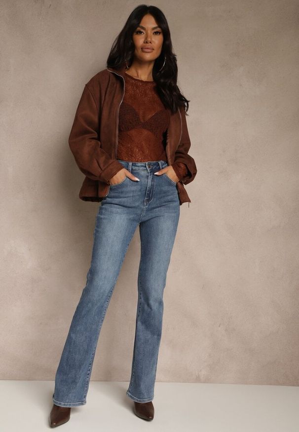 Renee - Niebieskie Jeansy Dzwony High Waist Lavea. Okazja: na co dzień. Stan: podwyższony. Kolor: niebieski. Wzór: gładki. Sezon: lato. Styl: casual