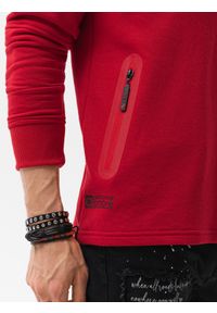 Ombre Clothing - Bluza męska z kapturem B1080 - czerwona - XXL. Typ kołnierza: kaptur. Kolor: czerwony. Materiał: bawełna, poliester #5