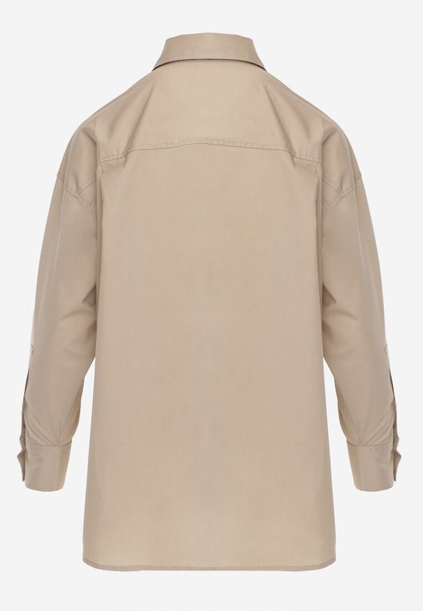 Renee - Beżowa Koszula Bawełniana Aquida. Kolor: beżowy. Materiał: bawełna. Długość rękawa: długi rękaw. Długość: długie