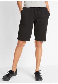 bonprix - Bermudy dresowe z czystej bawełny. Kolor: czarny. Materiał: bawełna, dresówka #1