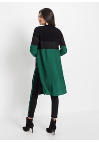 Długi sweter bez zapięcia bonprix zielono-czarny. Kolor: zielony. Długość: długie #6