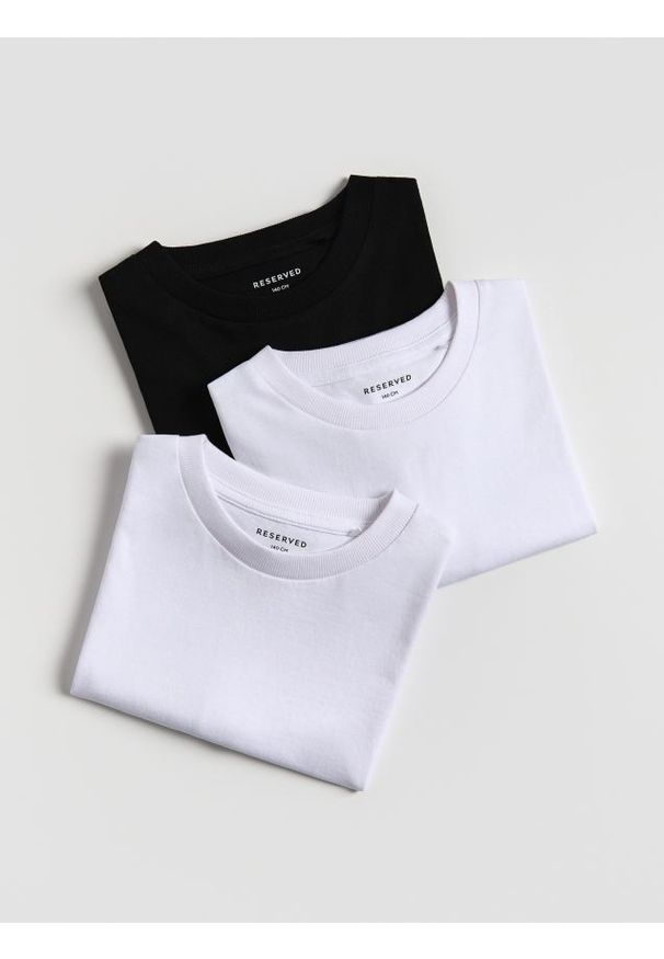 Reserved - Bawełniany t-shirt 3 pack - czarny. Kolor: czarny. Materiał: bawełna