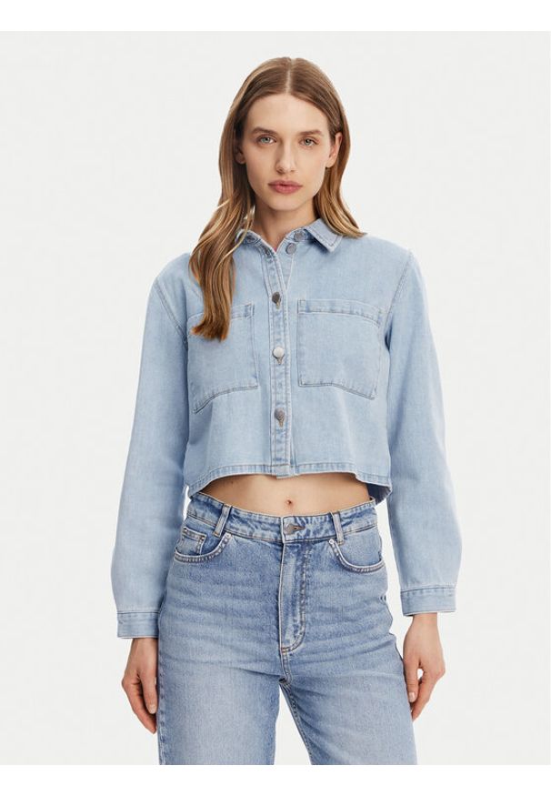 JDY Kurtka jeansowa Marly 15338847 Błękitny Oversize. Kolor: niebieski. Materiał: bawełna