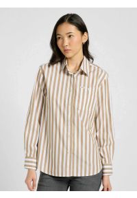 Lee - DAMSKA KOSZULA LEE ALL PURPOSE SHIRT KHAKI STRIPE 112370988. Kolor: brązowy #1