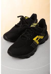 Casu - Czarne buty sportowe sznurowane casu 204/31y. Kolor: żółty, wielokolorowy, czarny #2