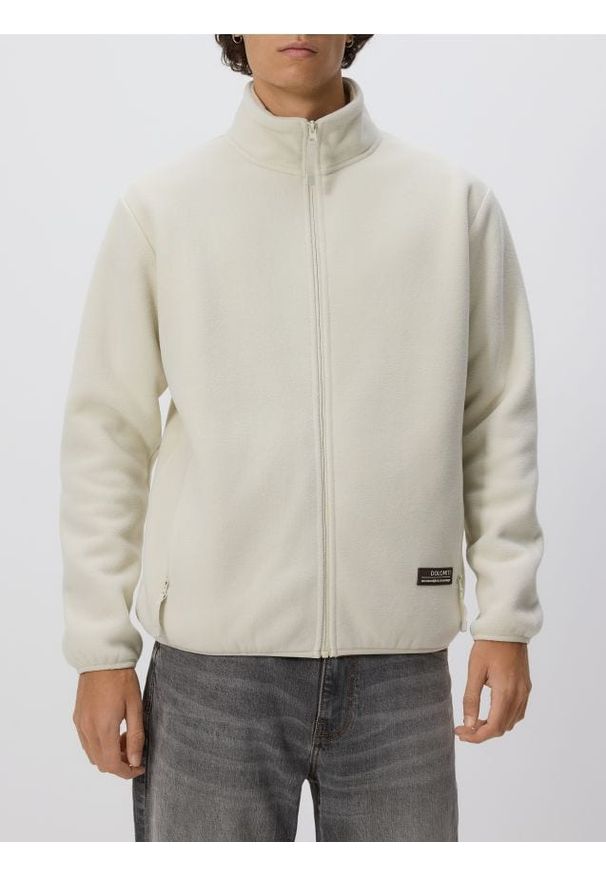 Reserved - Polarowa bluza ze stójką - złamana biel. Typ kołnierza: kołnierzyk stójkowy. Materiał: polar