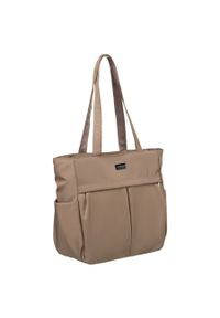 Shopperka beżowa Peterson PTN CTY-14. Kolor: beżowy. Rozmiar: duże. Styl: elegancki, casual. Rodzaj torebki: na ramię
