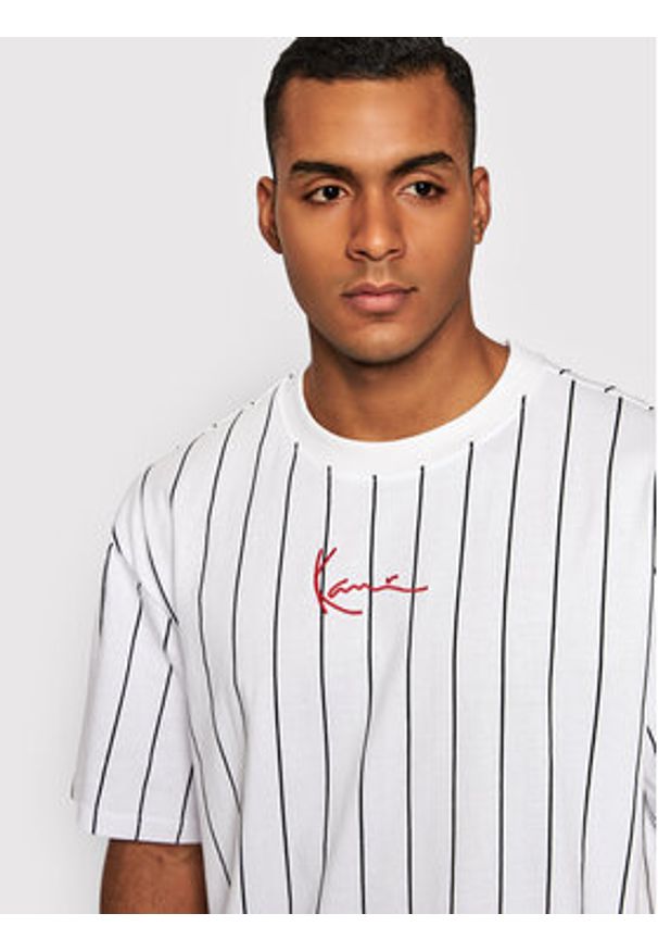 Karl Kani T-Shirt Signature Pinstripe 6030152 Biały Regular Fit. Kolor: biały. Materiał: bawełna