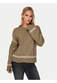 only - ONLY Sweter Amanda 15330089 Brązowy Regular Fit. Kolor: brązowy. Materiał: syntetyk