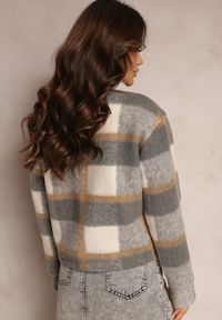 Renee - Szara Wełniana Kurtka Koszulowa na Guziki w Kratę Tavleen. Kolor: szary. Materiał: wełna #5