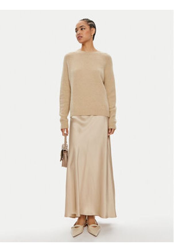 Weekend Max Mara Sweter Ghiacci 2425366111600 Beżowy Regular Fit. Kolor: beżowy. Materiał: wełna