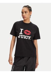 Juicy Couture T-Shirt I Kiss JCWCT125348 Czarny Oversize. Kolor: czarny. Materiał: bawełna