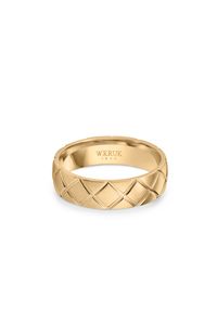 W.KRUK - Obrączka ślubna złota Royal męska. Materiał: złote. Kolor: złoty. Wzór: aplikacja