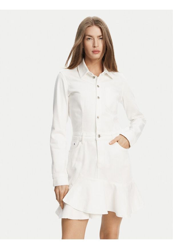Karl Lagerfeld Jeans Sukienka jeansowa A2W13046 Biały Regular Fit. Kolor: biały. Materiał: bawełna