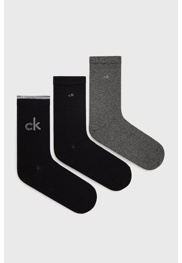 Calvin Klein Skarpetki (3-pack) damskie kolor szary. Kolor: szary