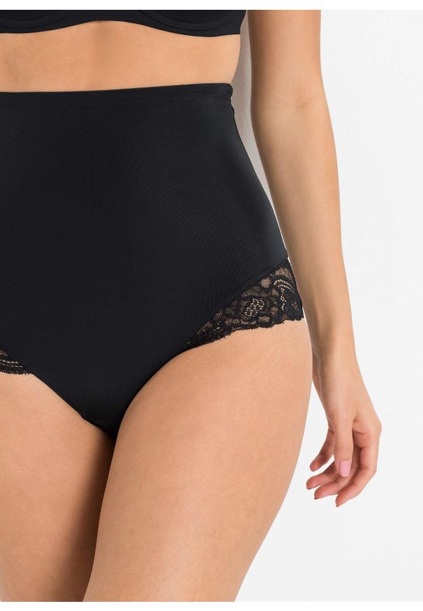 bonprix - Figi panty shape (2 pary), lekki stopień modelowania sylwetki. Kolor: czarny. Materiał: bawełna