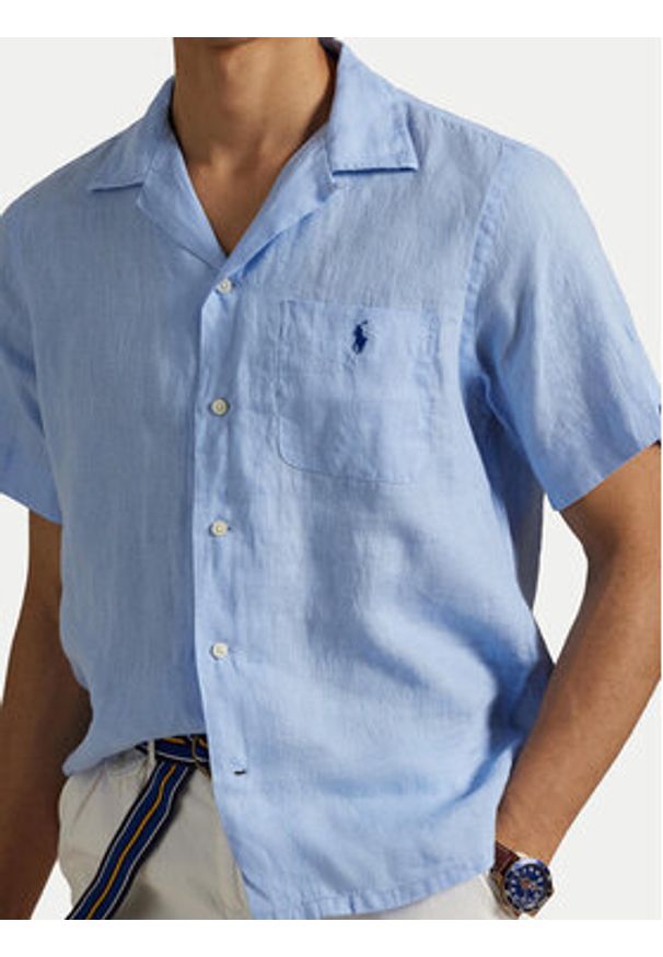 Polo Ralph Lauren Koszula 710966421005 Błękitny Classic Fit. Typ kołnierza: polo. Kolor: niebieski. Materiał: len