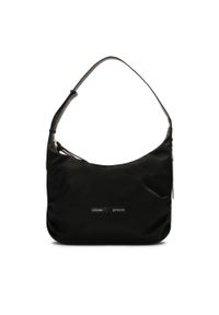 Kazar - Czarna torebka na ramię z łączonych materiałów. Kolor: czarny. Wzór: gładki. Materiał: skórzane. Rozmiar: duże. Styl: elegancki, casual. Rodzaj torebki: na ramię #1