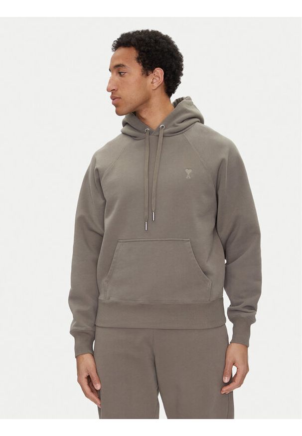 AMI PARIS - AMI Paris Bluza USW274.747 Khaki Regular Fit. Kolor: brązowy. Materiał: bawełna