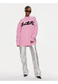 ROTATE Sweter Knit Oversize Logo Jumper 1120922215 Różowy Oversize. Kolor: różowy. Materiał: syntetyk #5