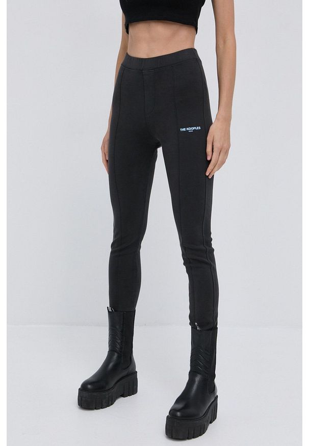 The Kooples - Legginsy. Stan: podwyższony. Kolor: szary. Materiał: dzianina. Wzór: gładki