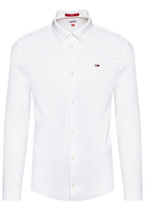 Tommy Jeans Koszula Oxford DM0DM09594 Biały Slim Fit. Kolor: biały. Materiał: bawełna