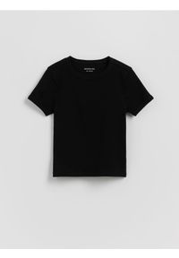 Reserved - Bawełniany t-shirt - czarny. Kolor: czarny. Materiał: bawełna