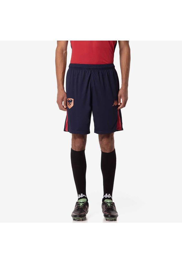 Kappa - Spodenki treningowe SM Caen Ahora Pro 8 2024/25. Kolor: czerwony, niebieski, brązowy, wielokolorowy. Sport: piłka nożna