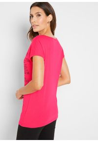 Shirt bonprix różowy hibiskus z nadrukiem. Kolor: różowy. Wzór: nadruk #6