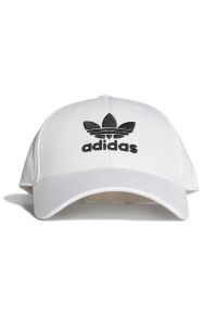Adidas - Czapka z daszkiem adidas Originals Trefoil Baseball Cap FJ2544 - biała. Kolor: biały. Materiał: bawełna. Wzór: ze splotem. Sezon: lato. Styl: klasyczny