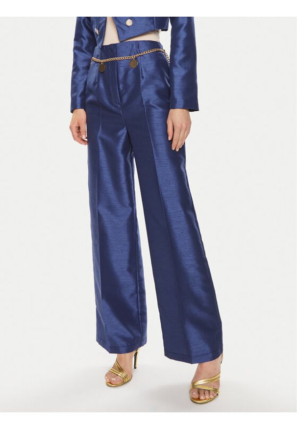 Rinascimento Spodnie materiałowe CFC0117559003 Granatowy Wide Fit. Kolor: niebieski. Materiał: syntetyk