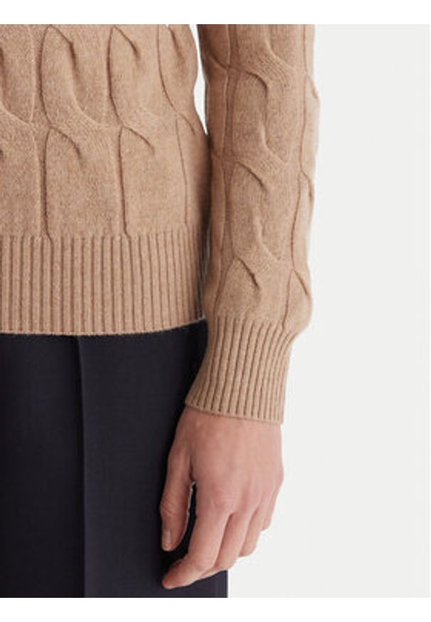 TOMMY HILFIGER - Tommy Hilfiger Sweter WW0WW43586 Beżowy Regular Fit. Kolor: beżowy. Materiał: wełna