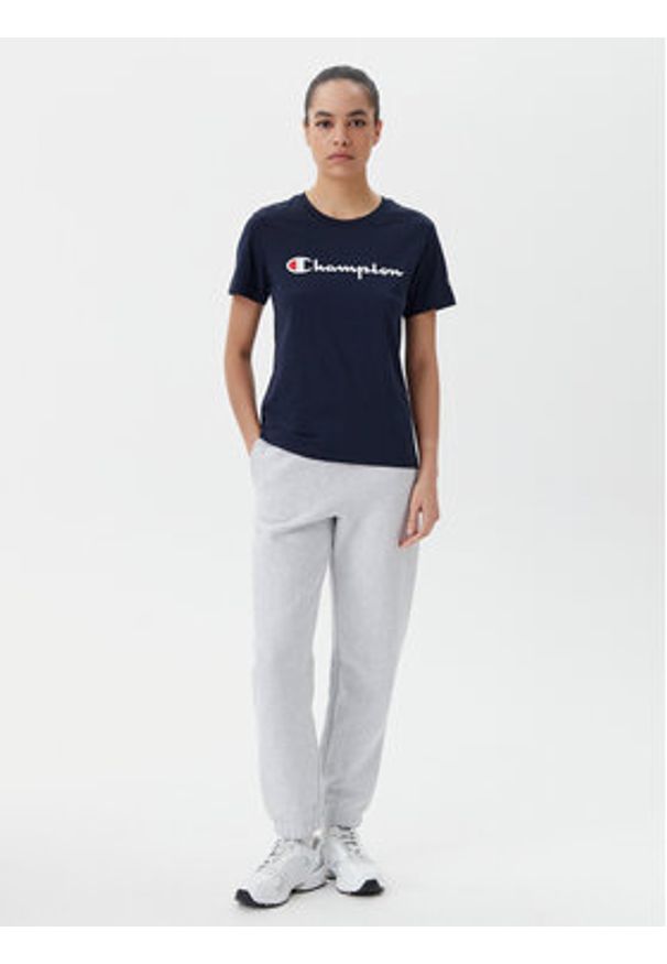 Champion T-Shirt 118090 Granatowy Slim Fit. Kolor: niebieski. Materiał: bawełna