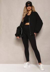 Renee - Czarna Bluza Bomberka ze Ściągaczami i Luźnymi Rękawami Nerati. Kolor: czarny #3