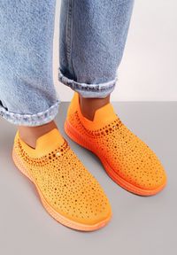Renee - Pomarańczowe Buty Sportowe Celly. Nosek buta: okrągły. Kolor: pomarańczowy. Materiał: materiał. Szerokość cholewki: normalna. Wzór: jednolity, aplikacja #3