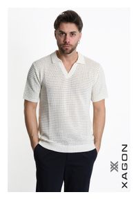Xagon Koszulka Polo | P26082 MD604P | Mężczyzna | Kremowy. Okazja: na co dzień. Typ kołnierza: polo. Kolor: kremowy. Materiał: bawełna, poliester. Wzór: ażurowy. Styl: casual, elegancki #4