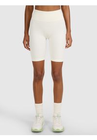 4f - 4F Legginsy kolarki treningowe bezszwowe damskie - beżowe M/L. Stan: podwyższony. Kolor: beżowy. Materiał: materiał, syntetyk, dzianina, włókno, elastan. Długość: krótkie. Wzór: gładki. Sport: fitness #2