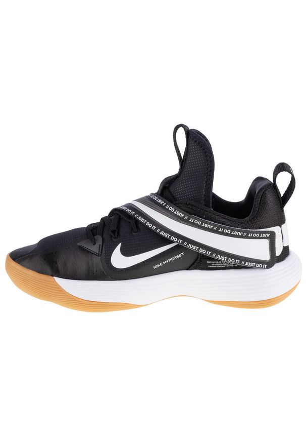 Buty siatkarskie męskie Nike React Hyperset. Zapięcie: sznurówki. Kolor: czarny, wielokolorowy, biały. Materiał: syntetyk, materiał, tkanina. Szerokość cholewki: normalna. Sport: siatkówka