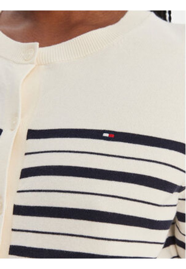 TOMMY HILFIGER - Tommy Hilfiger Kardigan WW0WW42370 Beżowy Regular Fit. Kolor: beżowy. Materiał: bawełna, syntetyk