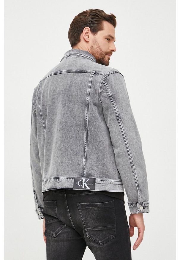 Calvin Klein Jeans kurtka jeansowa męska kolor szary przejściowa. Kolor: szary. Materiał: bawełna