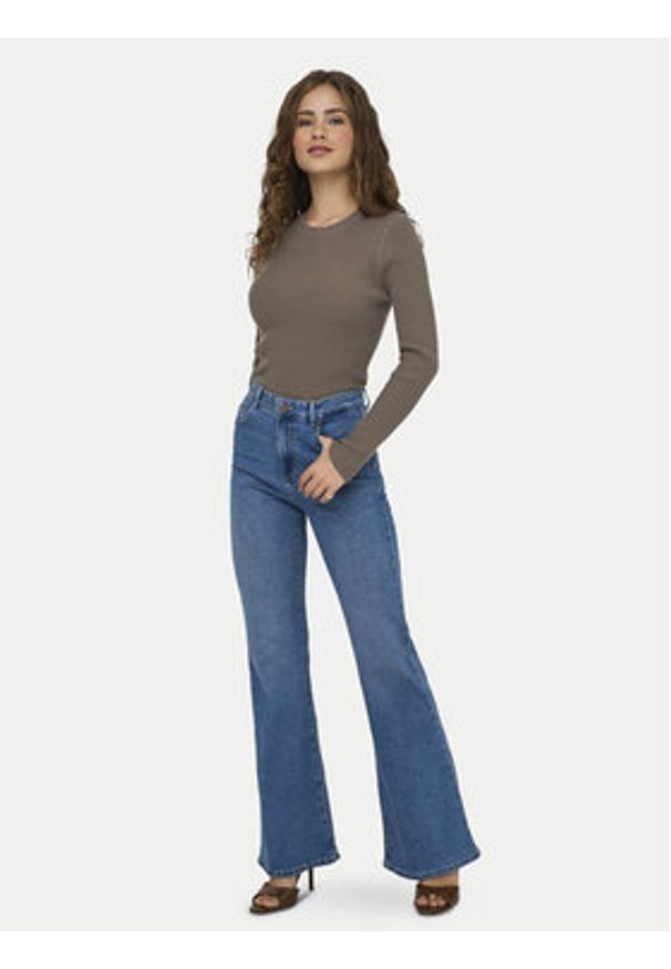 only - ONLY Sweter Louisa 15344579 Brązowy Slim Fit. Kolor: brązowy. Materiał: syntetyk