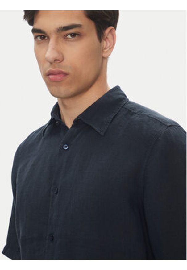 BOSS Koszula 50537382 Granatowy Regular Fit. Kolor: niebieski. Materiał: len
