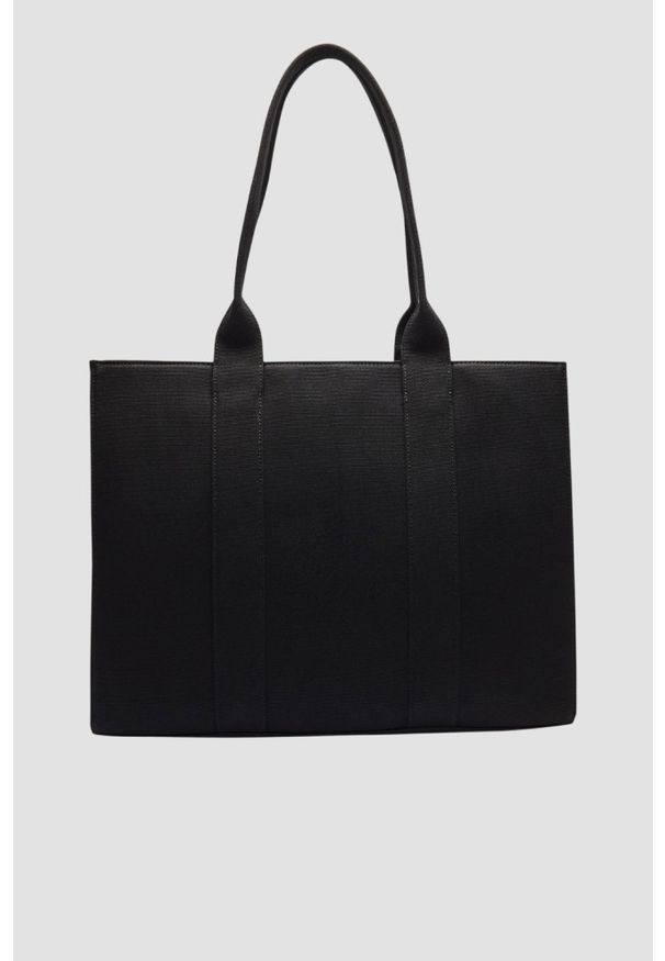 Karl Lagerfeld - KARL LAGERFELD Czarna bawełniana shopperka damska. Kolor: czarny. Styl: elegancki, casual