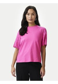YAS T-Shirt Lex 26033890 Różowy Regular Fit. Kolor: różowy. Materiał: bawełna