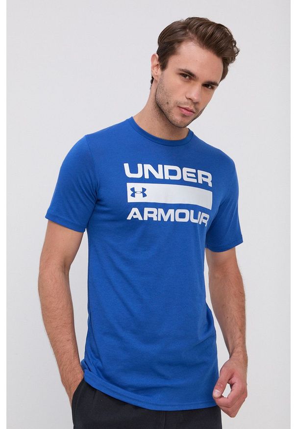Under Armour - T-shirt/polo 1329582. Typ kołnierza: polo. Kolor: niebieski. Materiał: dzianina. Wzór: nadruk