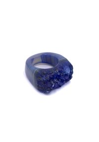 Brazi Druse Jewelry - Pierścionek Agat Druza Granatowa rozmiar 18. Kolor: niebieski. Kamień szlachetny: agat